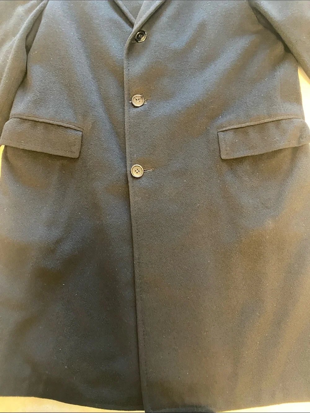 Men's Classic Wool Overcoat - Black Blue